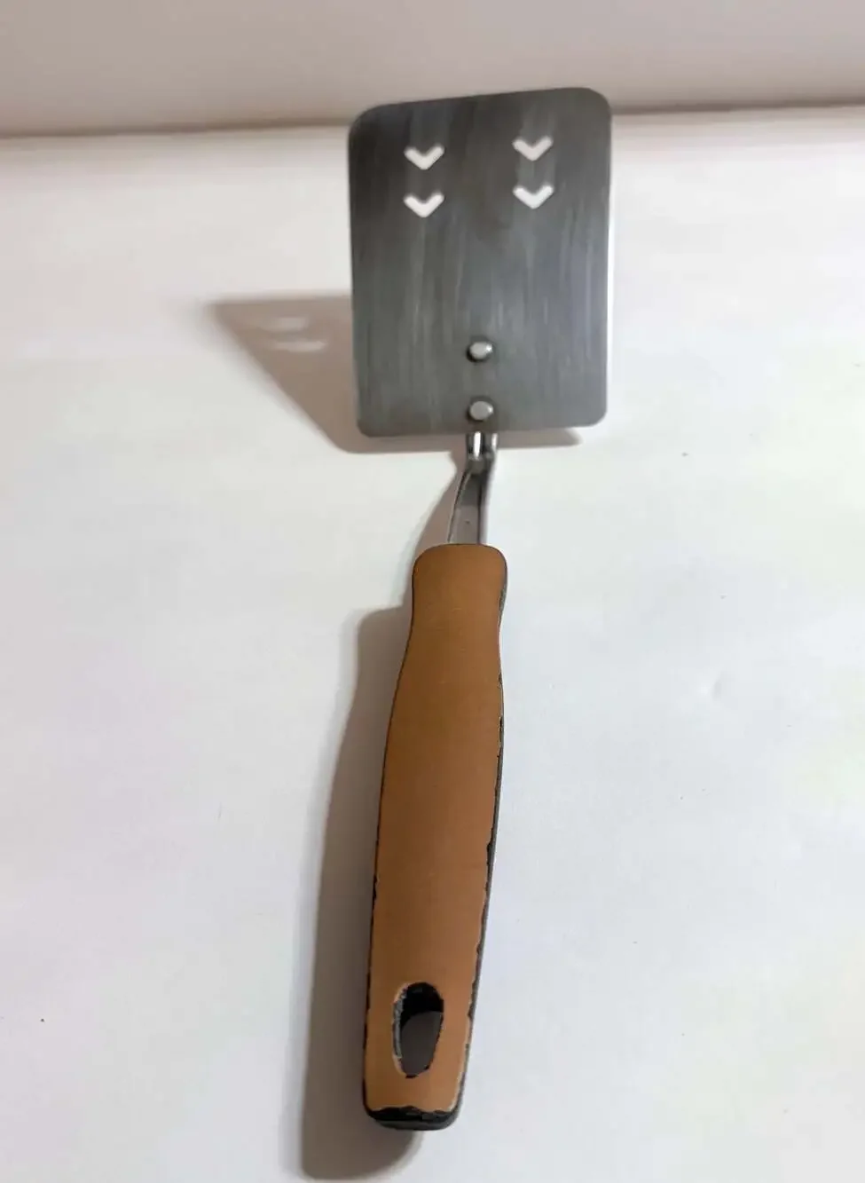 Vintage EKCO Stainless Steel Flipper Spatula with Faux Wood Grain Handle
